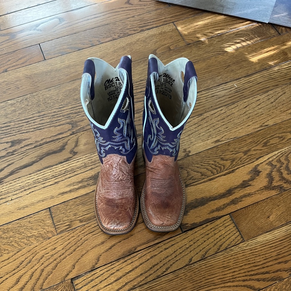 Old West Kids' Brown and Blue Boots